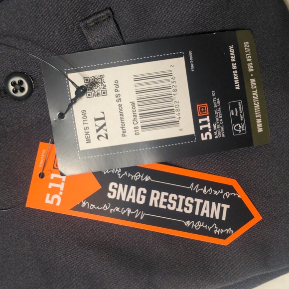 LOT of TWO brand new, 5.11 performance short sleeve polo, LARGE, 018 Charcol - Picture 2 of 6